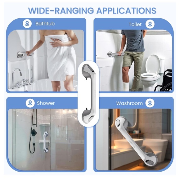 2 Pack Elderly Heavy Duty Shower Handle Grab Bars Suction Cup Removable Handrail - Picture 5 of 7